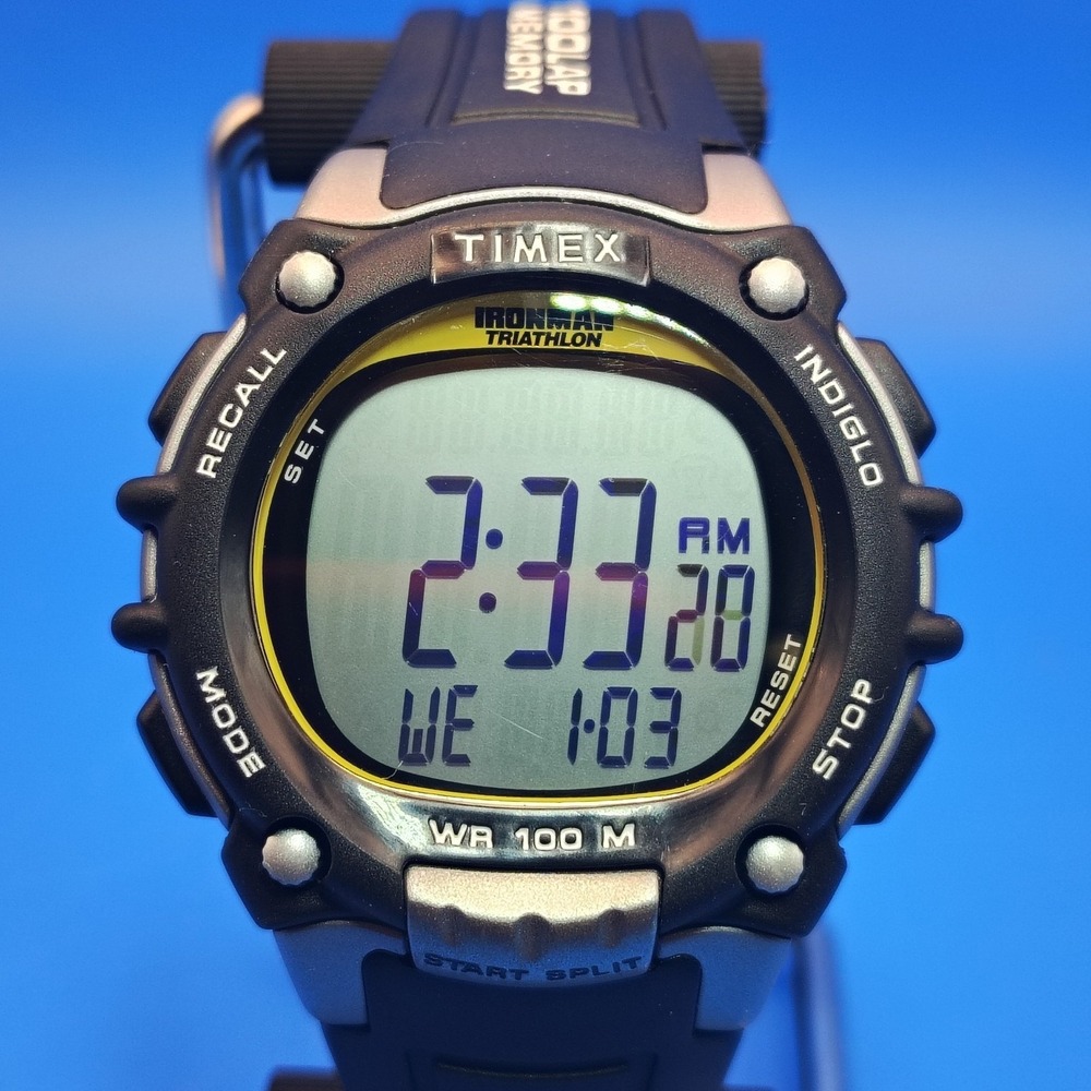 Vintage 2001 Timex Ironman Triathlon 44mm Mens Quartz Digital Sport Watch 100M